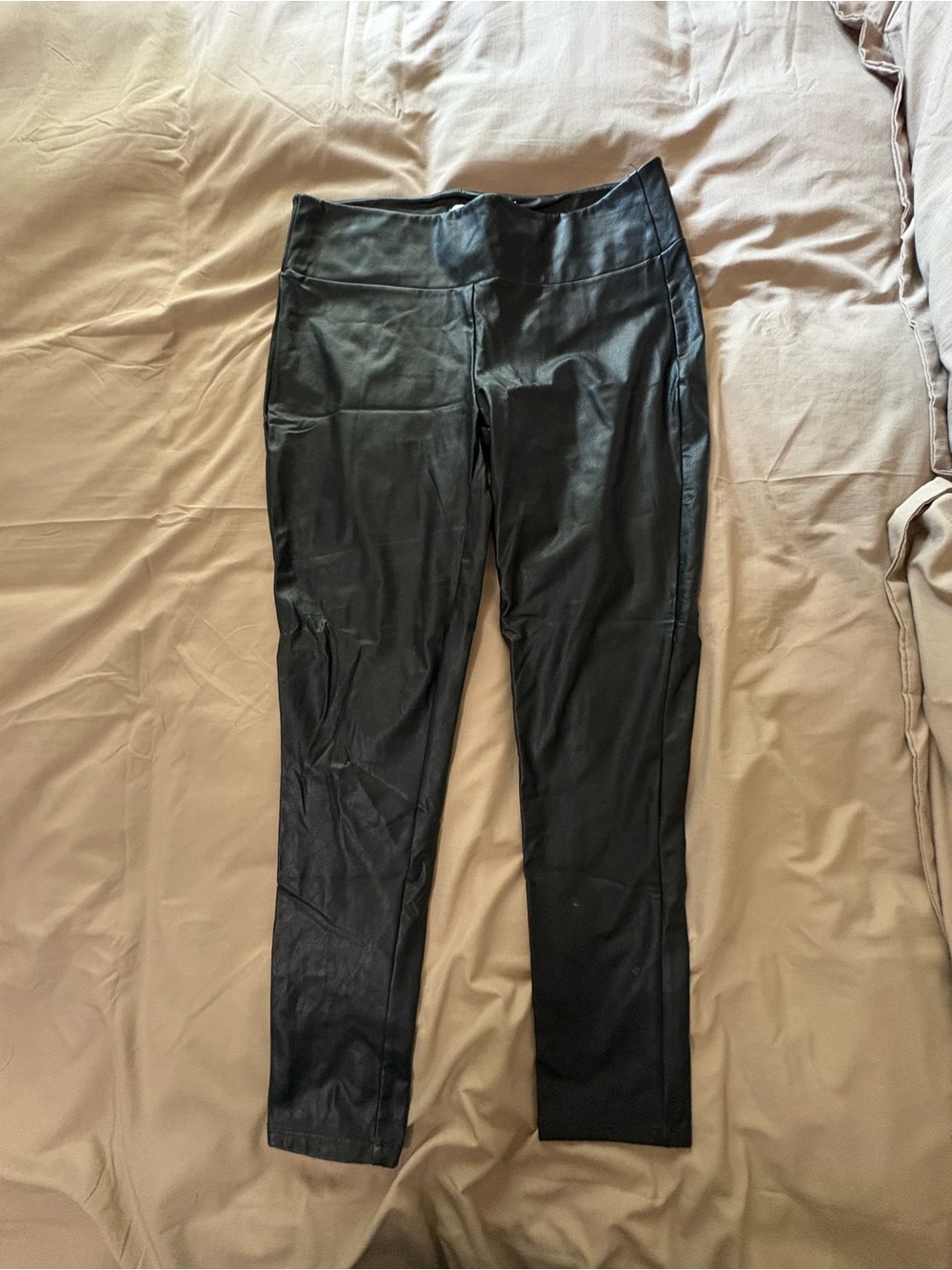 Black Faux Leather Women’s Leggings - Classic High-Rise